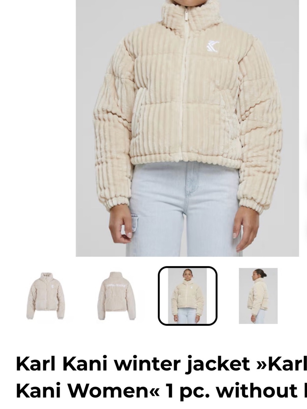 Karl Kani Cream Ribbed Puffer Jacket